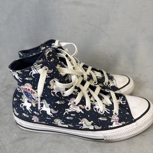 Converse Chuck Taylor All Star Junior Sneakers Kids Size 5.5 Blue Unicorns - Picture 2 of 16
