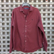 Polo Ralph Lauren Casual Button Down Shirt Men's XL Plaid Red Classic Office