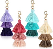 4 Pieces Pom Pom Tassel Keychain Colorful Backpack Keychain Women Cute Bag