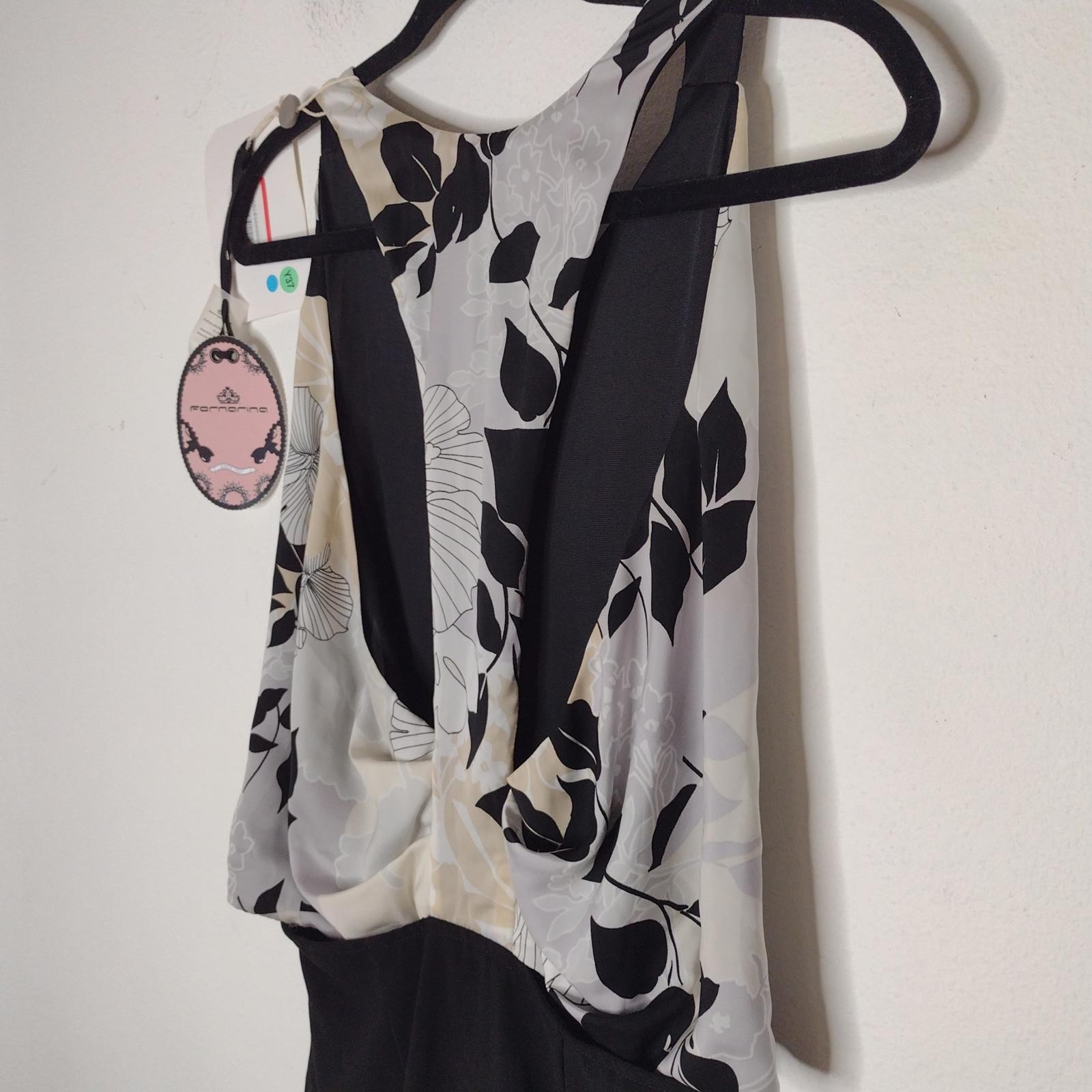 NWT Fornarina Women's Black/Tan/White Floral/Gudule Stretch Dress Size XS image 6