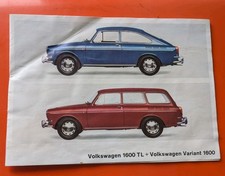 Original 1965 Volkswagen Sales Brochure 1600TL + Variant 1600 Paint + Fabric Opt