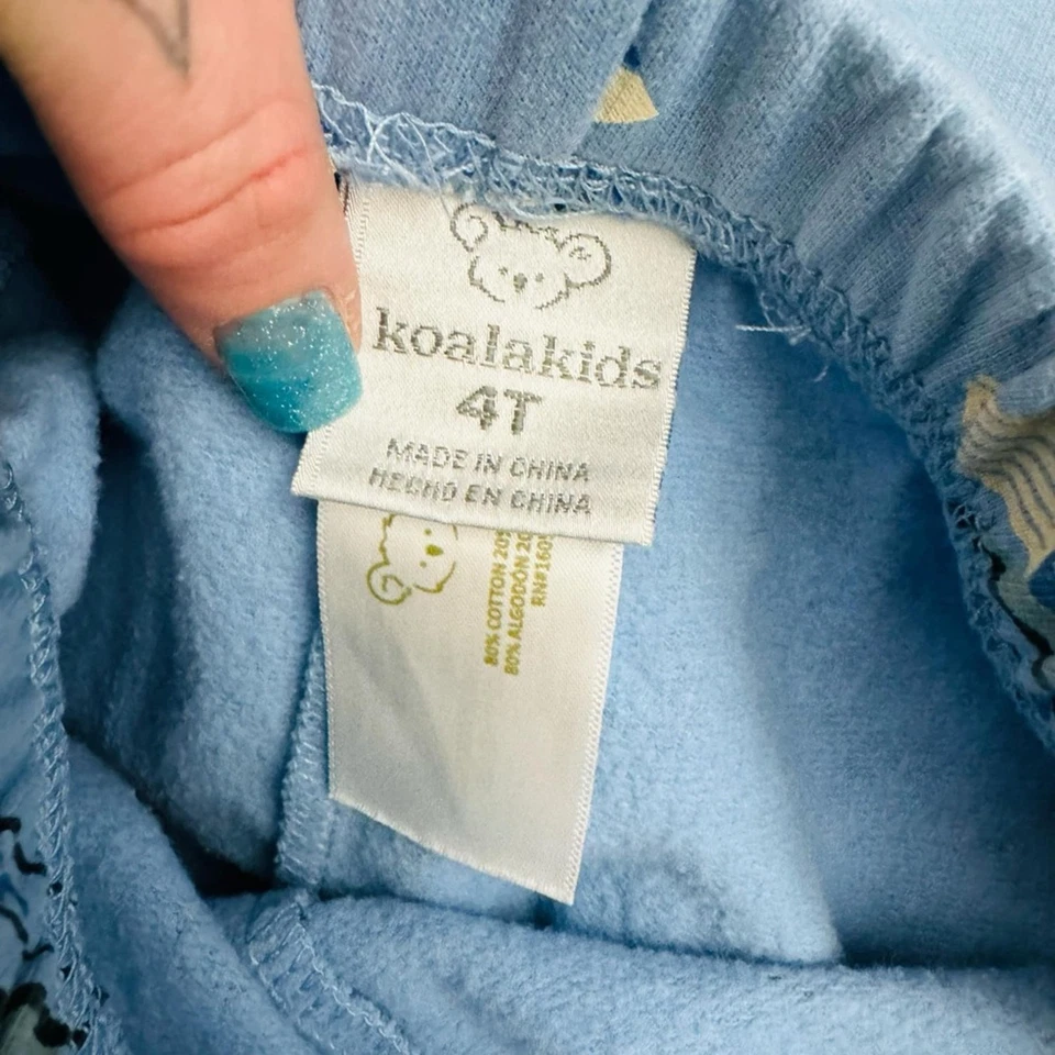 Pantalones de pijama Koala niños azul con estampado de vehículo juguetón niños talla 4T Foto 3 de 4