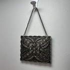 Vintage Turkish Metal Silver Wedding Hanging Mirror With Elaborate Design 6”x7”
