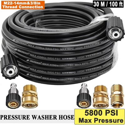 #ad 100FT 5800PSI Replacement High Pressure Power Washer Hose 3 8quot; Quick Connect $39.95