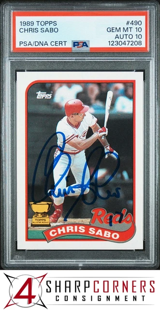 1989 Topps All-Star Rookie #490 Chris Sabo RC Reds Pop 1 PSA 10 DNA AUTO 10