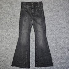 We The Free Jayde Flare Jeans Women's 28 Black Onyx Free People Frayed Hem