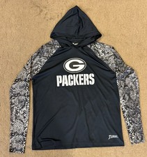 GREEN BAY PACKERS NFL FOOTBALL Long Sleeve HOODED JERSEY SHIRT Zubaz Mens SM EUC