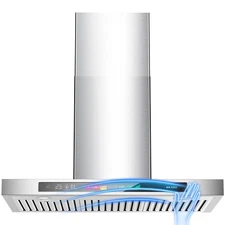 36 Inch Wall Mount Range Hood Ducted 900 CFM Stainless Steel Kitchen Hood Vent