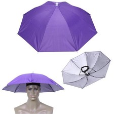 1pc Foldable Umbrella Hat Sun Rain Headwear for Fishing Hiking Beach Camping