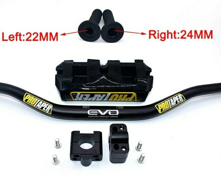 MANUBRIO 28mm KIT COMPLETO PROTAPER MANOPOLE PARACOLPI NERO REESER STERZO MOTO - Image 3 of 4