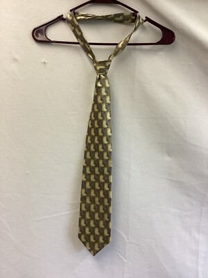 Como House Italy Gold Print Neck Tie 100% Silk Mens