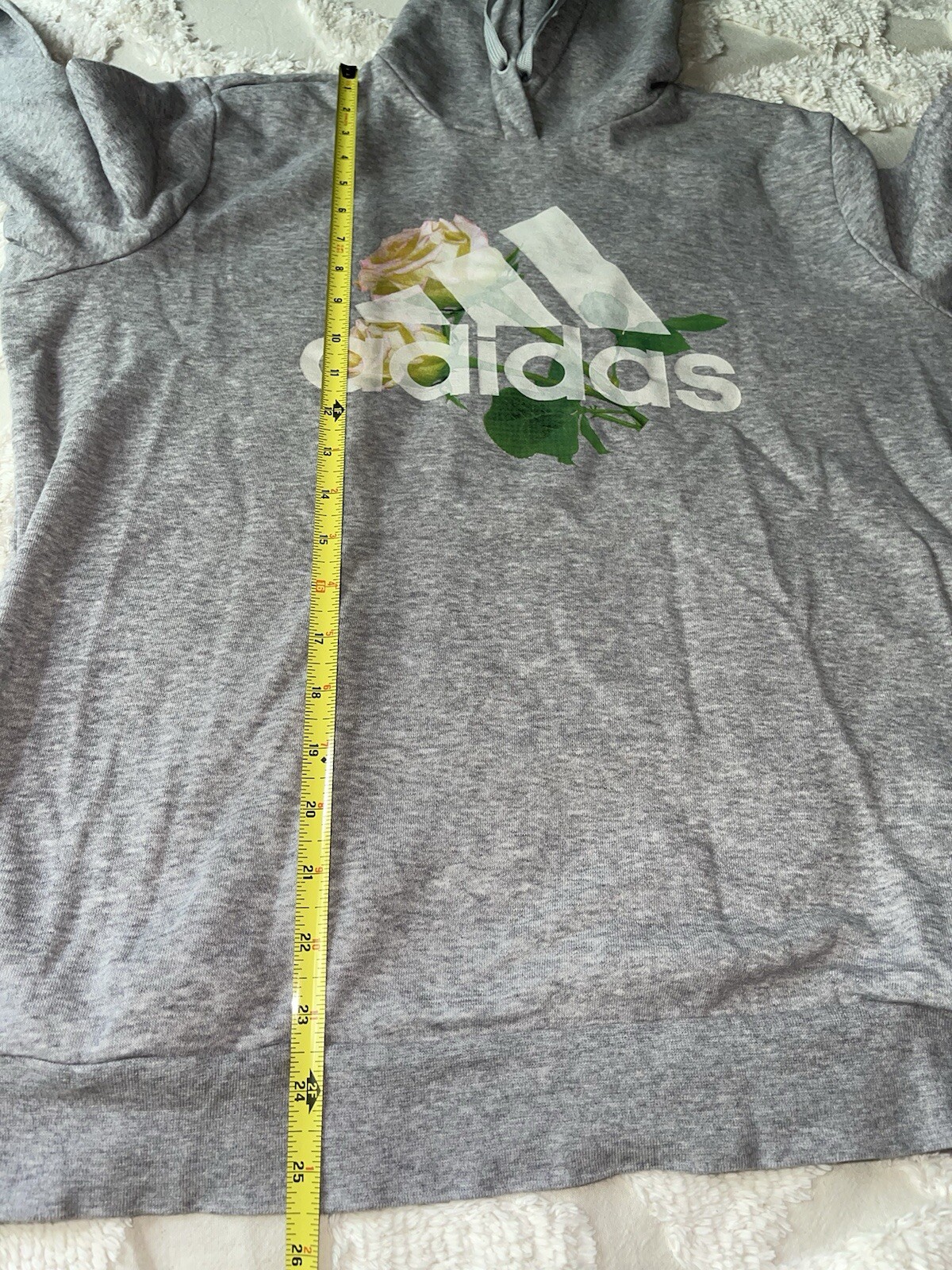 ADIDAS Work In Progress Essentials Floral Hoodie Rose Logo Graphic W/pockets XL image 7