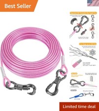 70FT Anti-Rust Reflective Dog Tie Out Cable - Heavy Duty for Outdoor Fun
