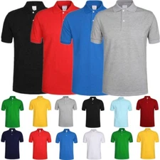 Men's Polo Shirt Dri-Fit Golf Sports Plain Solid Jersey Casual Cotton T Shirt