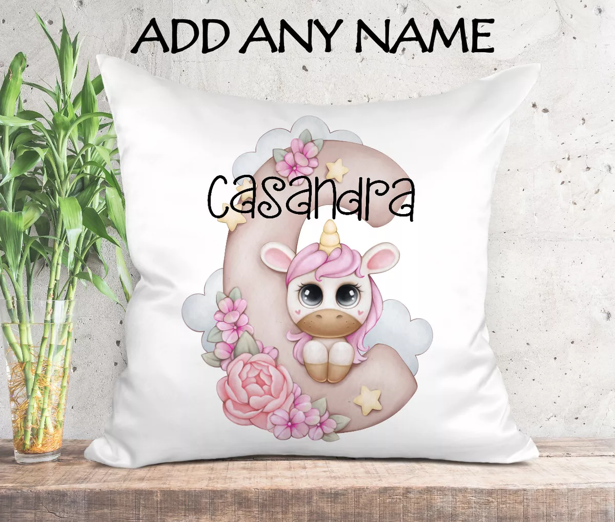 Unicorn letter store pillow