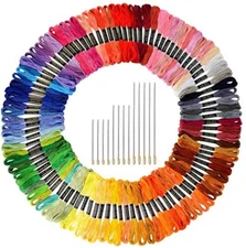 124 Skeins Embroidery Floss and Needles for Cross Stitch Projects