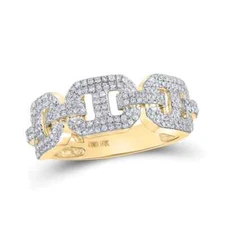 0.62ctw Diamond Anchor Link Ring Mens Band 10k Yellow Gold