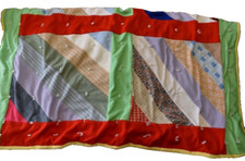 Vintage Patchwork Bed Quilt Topper Hand and Machine Stitched 46"x88"