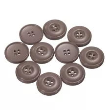 10pcs Sewing Buttons 25mm Resin Round Flat 4-Hole DIY Craft Buttons, Brown
