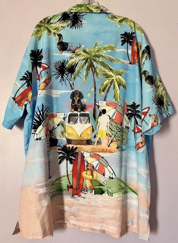 Garment One Clothing Dachshund Volkswagen Bus Hawaiian Shirt Men’s Size 2XL - Picture 2 of 5
