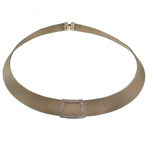 14K Yellow Gold 24.7dwt Mesh Necklace/Choker w/ Diamonds eBay