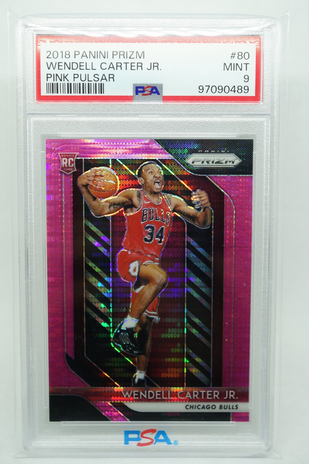 2018-19 Panini Prizm Pink Pulsar 11/42 Wendell Carter Jr #80 PSA 9 MINT Rookie