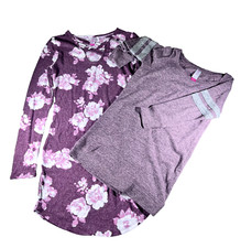 Burgundy Pink Long Sleeve Floral Dress Criss Cross & Solid Sweater Dress Soft
