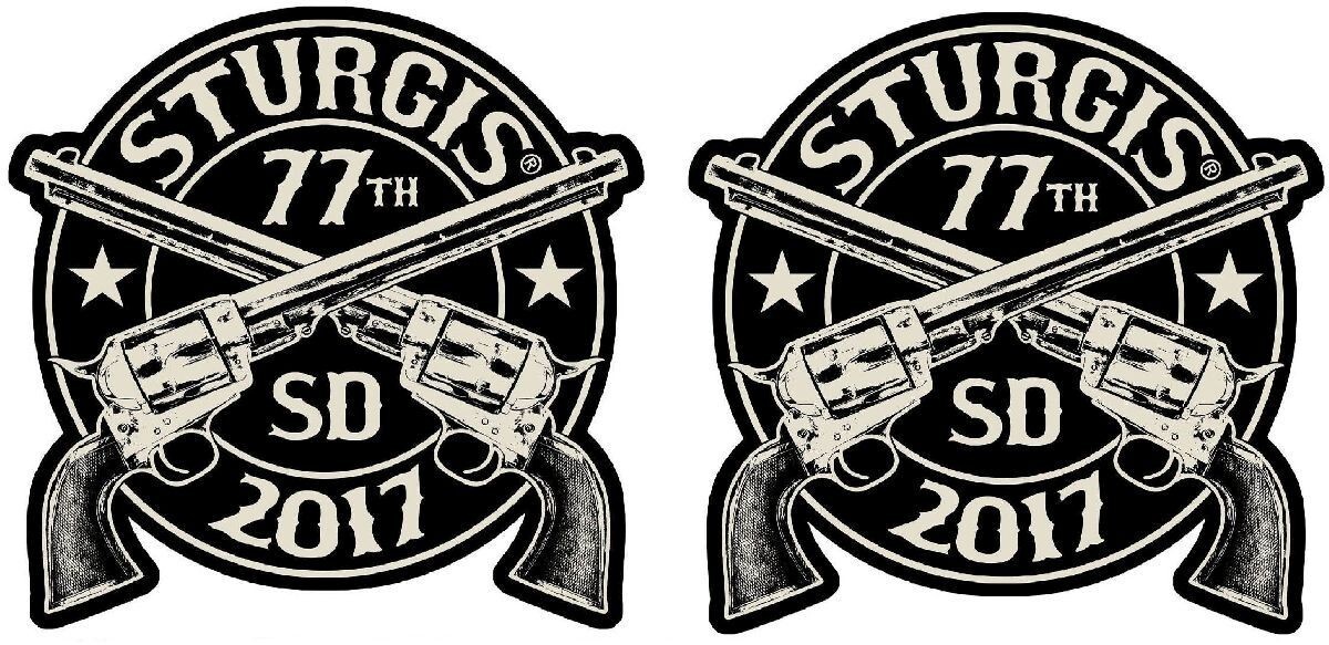 2017 Sturgis Rally 77th Crossed Pistols Motorcycle Rally Patch |2PC IRON ON 3.5"