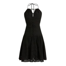J.Crew Anguilla Mini Halter Dress Womens Eyelet Black Fit & Flare Sleeveless