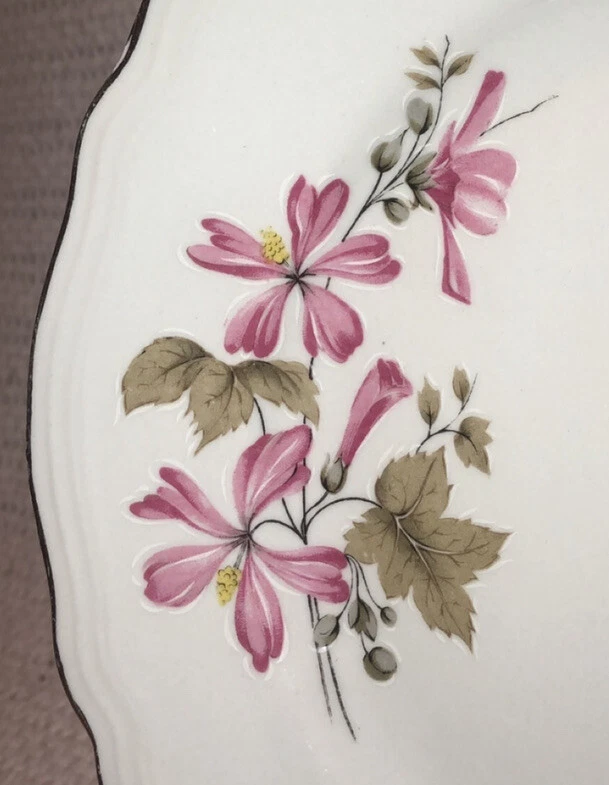 Platos de pan de postre flor rosa Ariston porcelana Richard Ginori años 60 de colección 8" x8 Foto 4 de 4