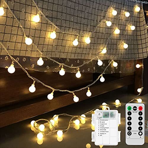 Battery Operated LED Globe String Lights, 2-Pack Total 52FT Warm White/2-Pack - Picture 2 of 8