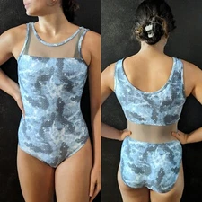 Plum Practicewear Gymnastics Leotard Frosty Mesh Shoulder Back Size CL