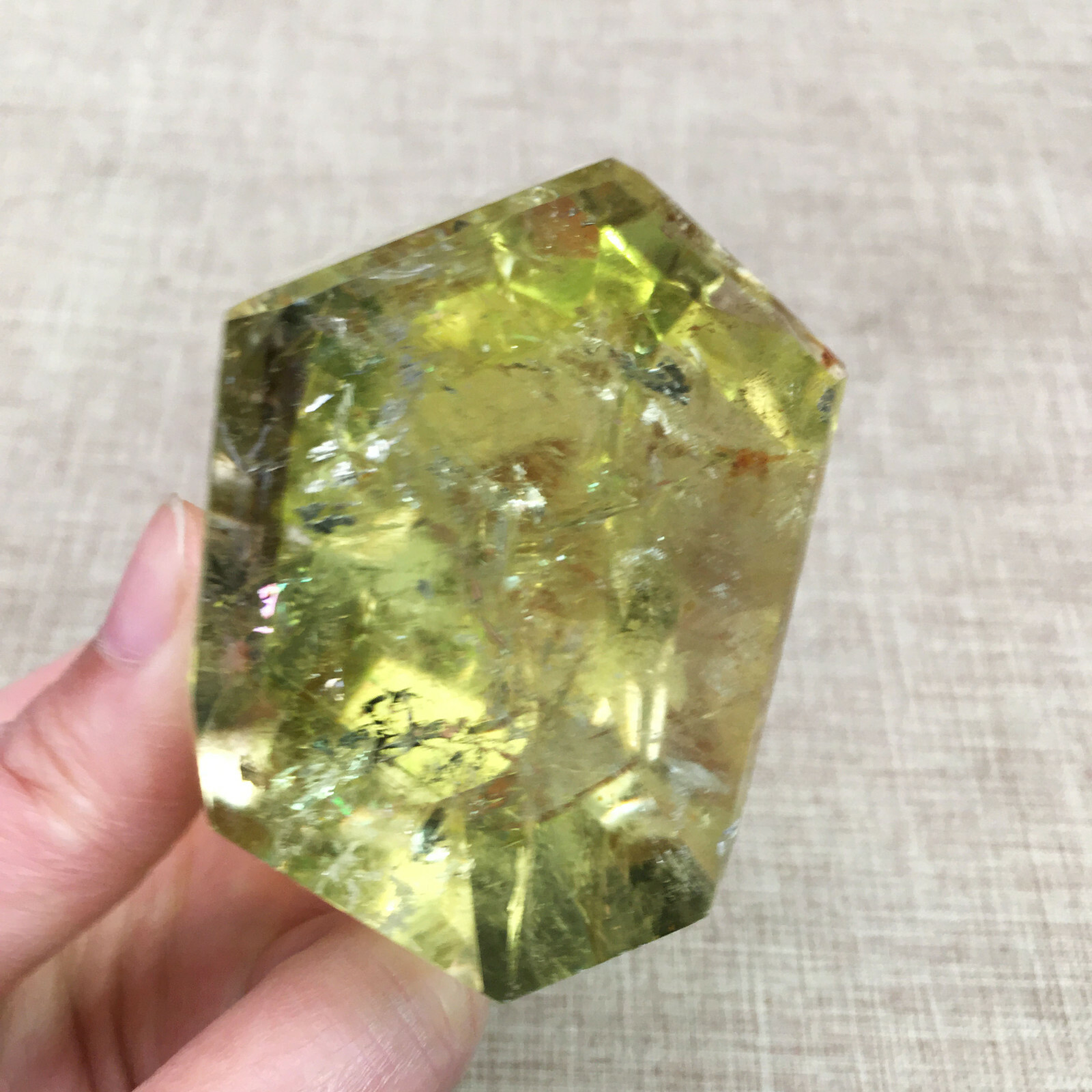 B4713-357g Natural Smoky Citrine Yellow Pyramid Quartz Crystal Point Healing