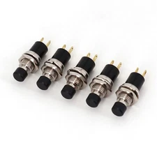 5Pcs Black PB05A 7mm 2Pin Latching ON-OFF 1NO SPST Mini Push Button Switch