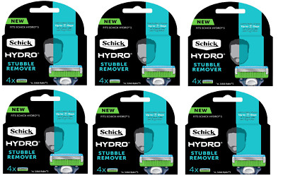 Schick Hydro Stubble Remover Razor Cartridges, 4 ct (Fits Hydro5) (6 pack)