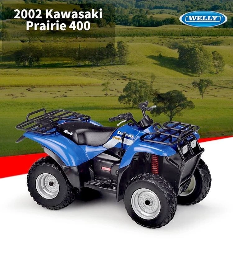 Welly 1/18 2002 Kawasaki Prairie 400 Motorcycle Model Diecast Bike Toy Blue Box - Image 2 of 4