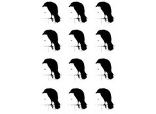 Crow on Wall 12 pcs 1 Inch Black Fused Glass Decals