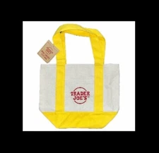 Trader Joe's Mini Canvas Tote Reusable Bag "Yellow" SOLD OUT!!! NEW NWT!!!!