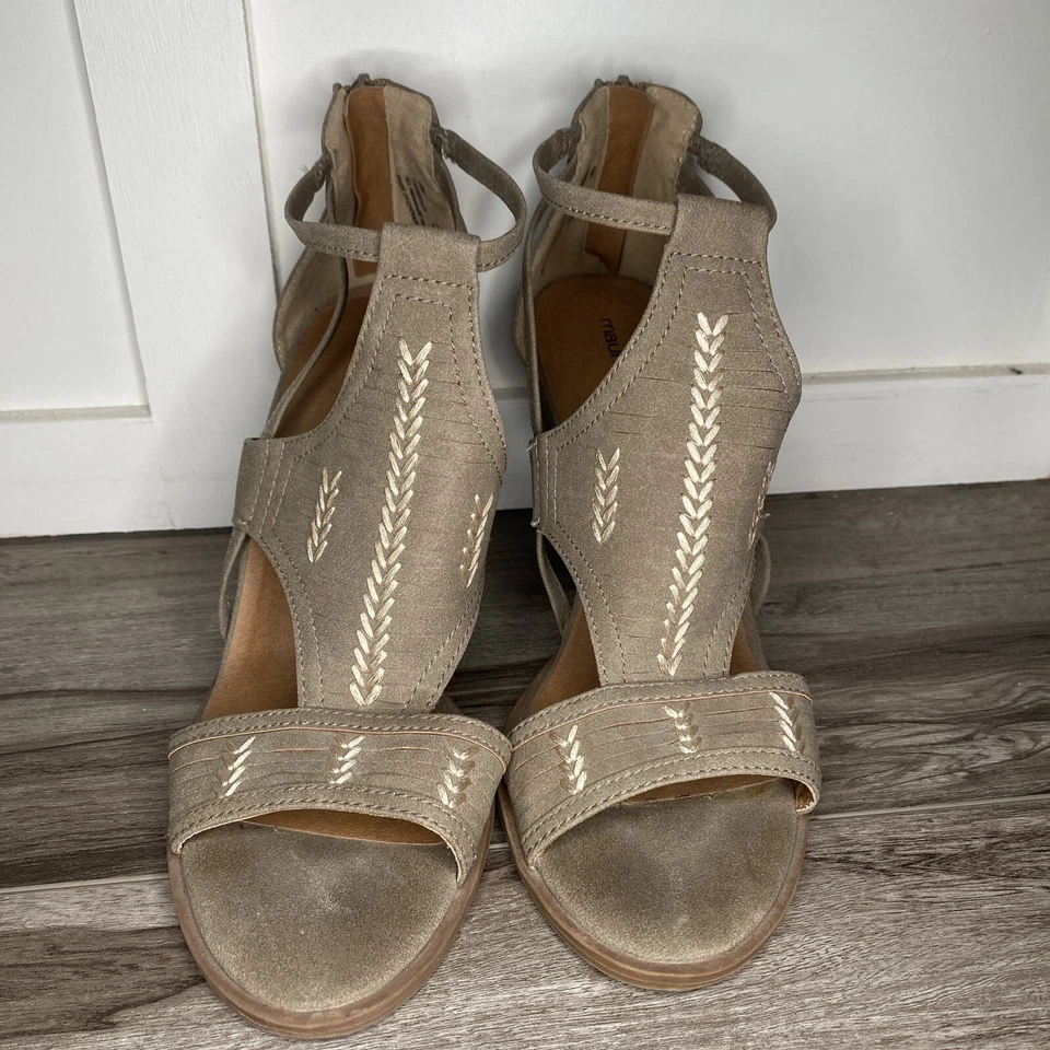 Maurices Mujer Estilo Bloque Tacón Punta Abierta Marrón Cierre Cremallera Talla 10M Foto 4 de 4