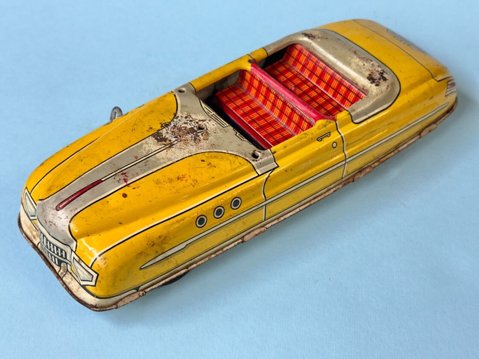 Vintage 11" MARX YELLOW SPEEDSTER Tin Lithographed Car 1949 Era - D-6581