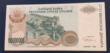 Geldschein, Kroatien  100 Millionen  Dinara  1993 Bankfrisch Pick 25 a UNC
