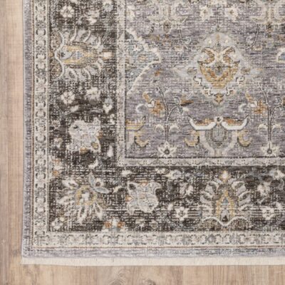 0.6m X 0.9m Grau und Blau Orientalisch Power Webstuhl Fleck Beständig Area Decke
