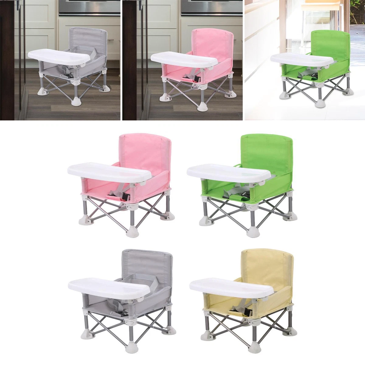 Travel Booster Seat Feeding Chair Stable Seat with Storage Bag Food Tray