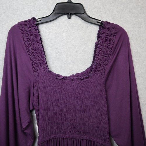 Nordstrom Moonlight Eco Long Sleeve Nightgown Womens Medium Purple Peasant - Picture 8 of 15