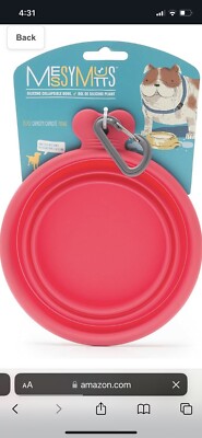 Messy Mutts RED Pink Silicone Collapsible Dog Bowl 3 Cups NEW Water Food