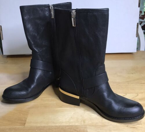 Stivali moto donna ventosi Vince Camuto nuovi pelle nera 6,5M oro - Foto 2 di 10