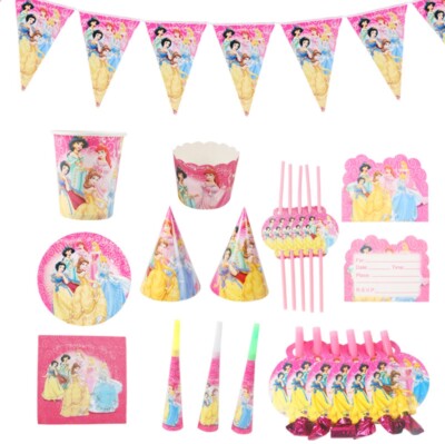 Disney Princess Birthday Party Decor Backdrop Banner Balloon Tableware Dress  Up | eBay