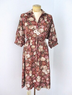 Vtg 70s Autumn Floral Poly Chiffon Dress Empire Drawstring Waist Dolman Slvs M/L | eBay Vtg 70s Autumn Floral Poly Chiffon Dress Empire Drawstring Waist Dolman Slvs M/L | eBay