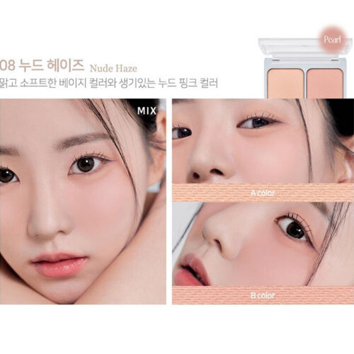 Juego de 2 pinceles dobles para mejillas + mejillas 8 colores colorete doble coral rosa desnudo Corea - Imagen 29 de 30