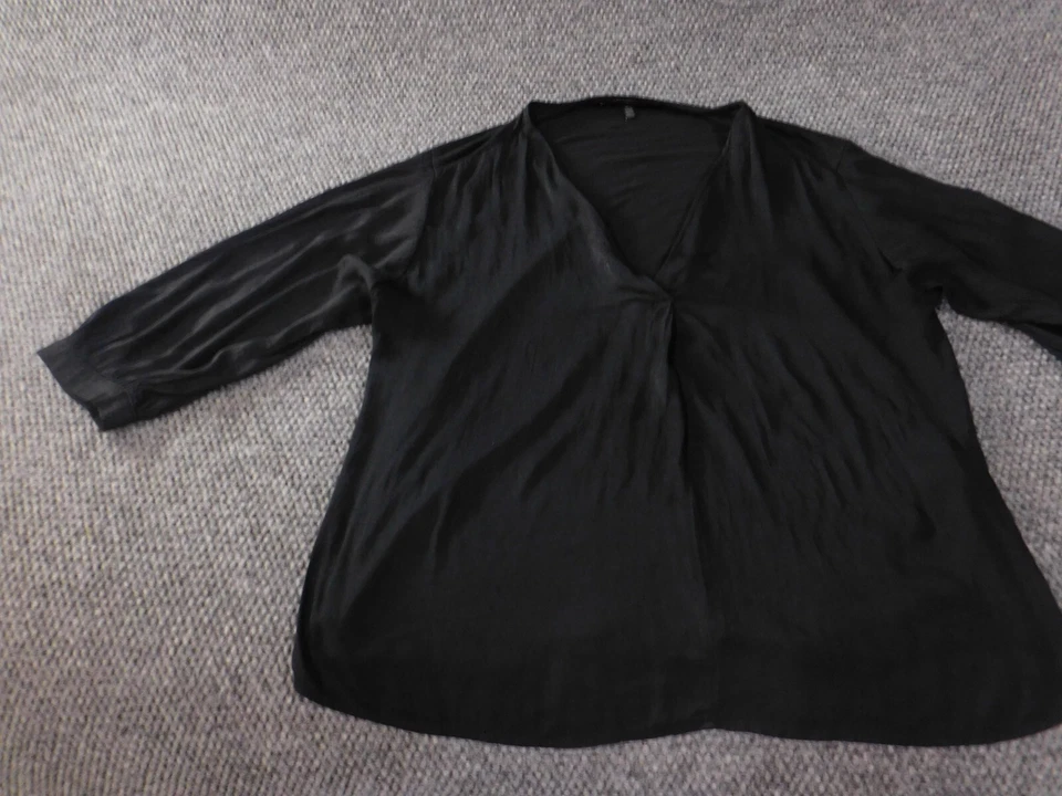 Blusa de mujer White House Black Market mediana negra a rayas jersey top informal Foto 3 de 4